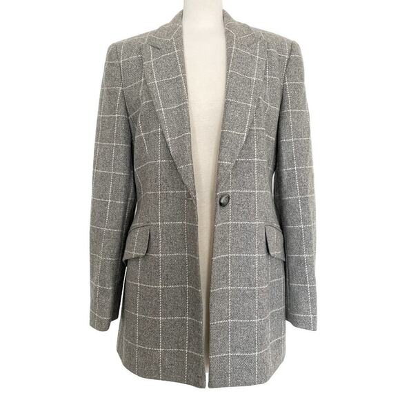 Escada Margaretha Ley Gray Windowpane Check Cashmere Blazer - US Size 6 / DE 38 - Picture 5 of 6